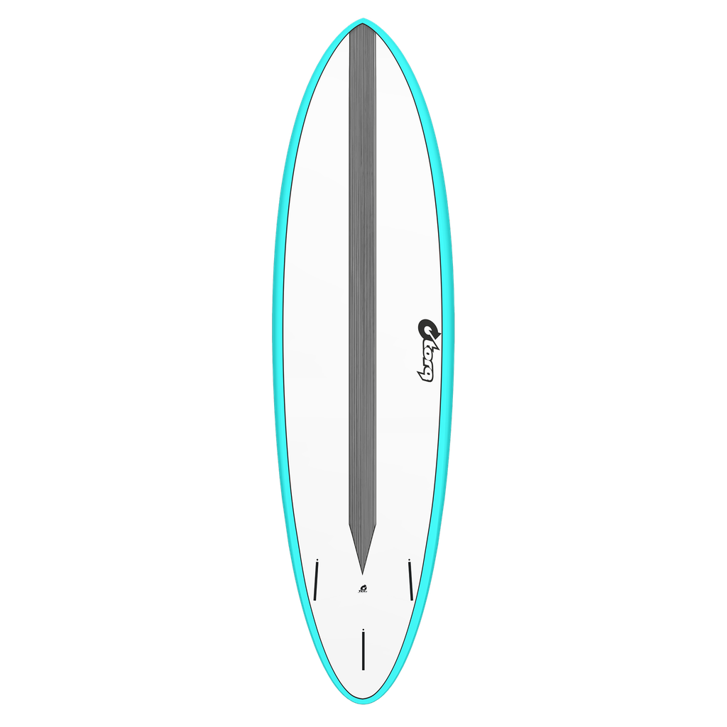 torq TET 6´8 - Funboard - White + Carbon Strip + Miami Blue Rails