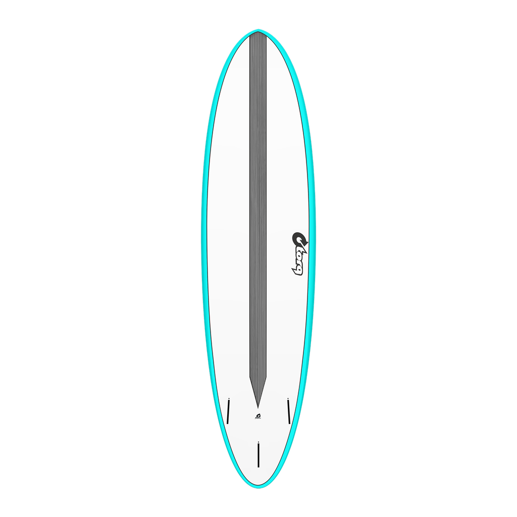 torq TET 7´2 - Funboard - White + Carbon Strip + Miami Blue Rails
