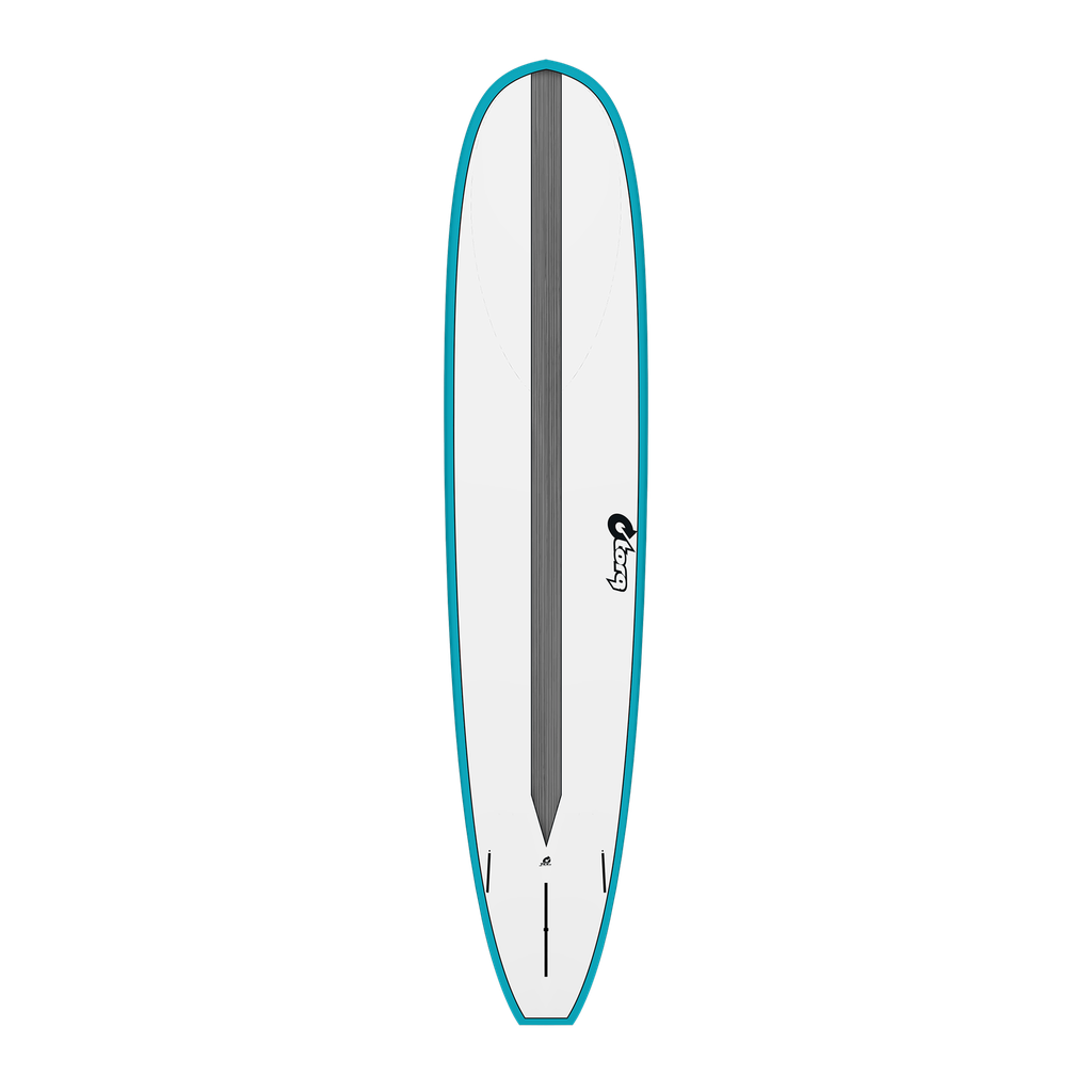 torq TET 9´1 - Longboard - White + Carbon Strip + Teal Rails