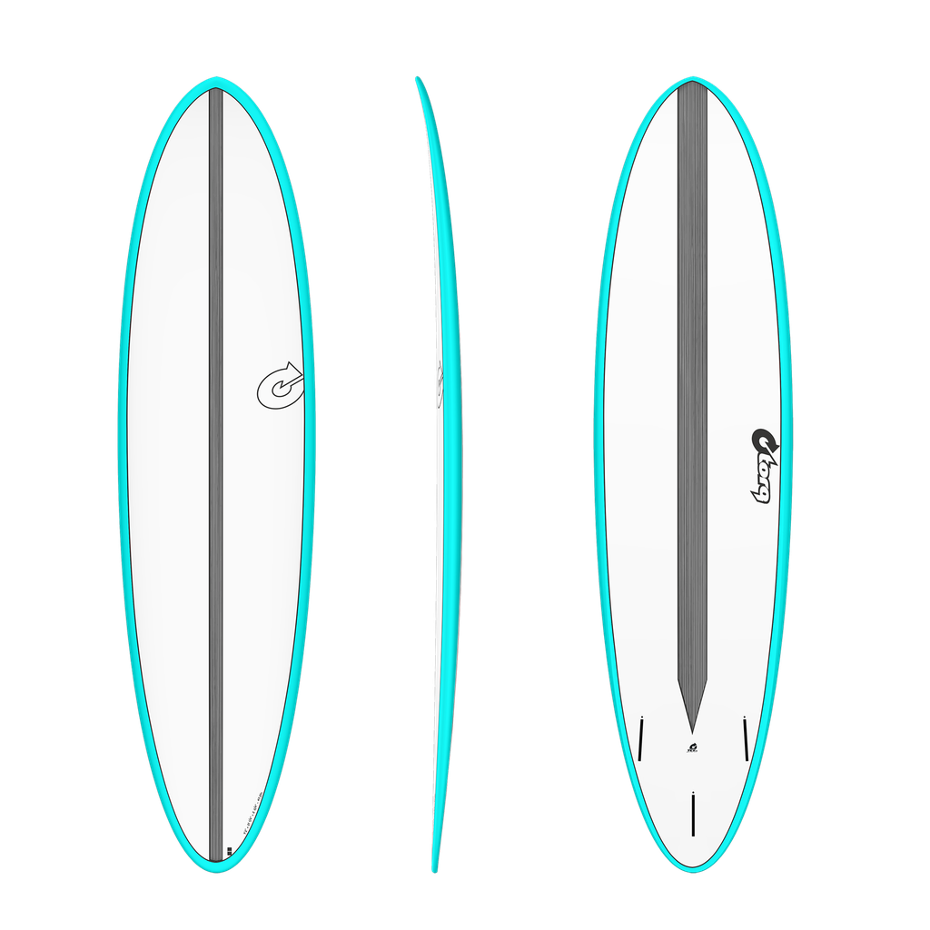 torq TET 7´2 - Funboard - White + Carbon Strip + Miami Blue Rails