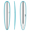 torq TET 9´1 - Longboard - White + Carbon Strip + Teal Rails